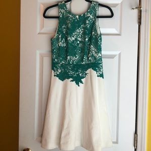 Anthropologie green lace overlay dress